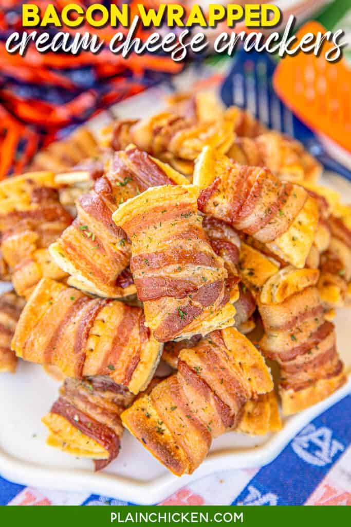 plate of bacon wrapped club crackers