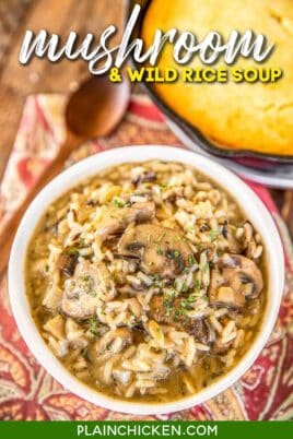 bowl of mushroom & rice soup