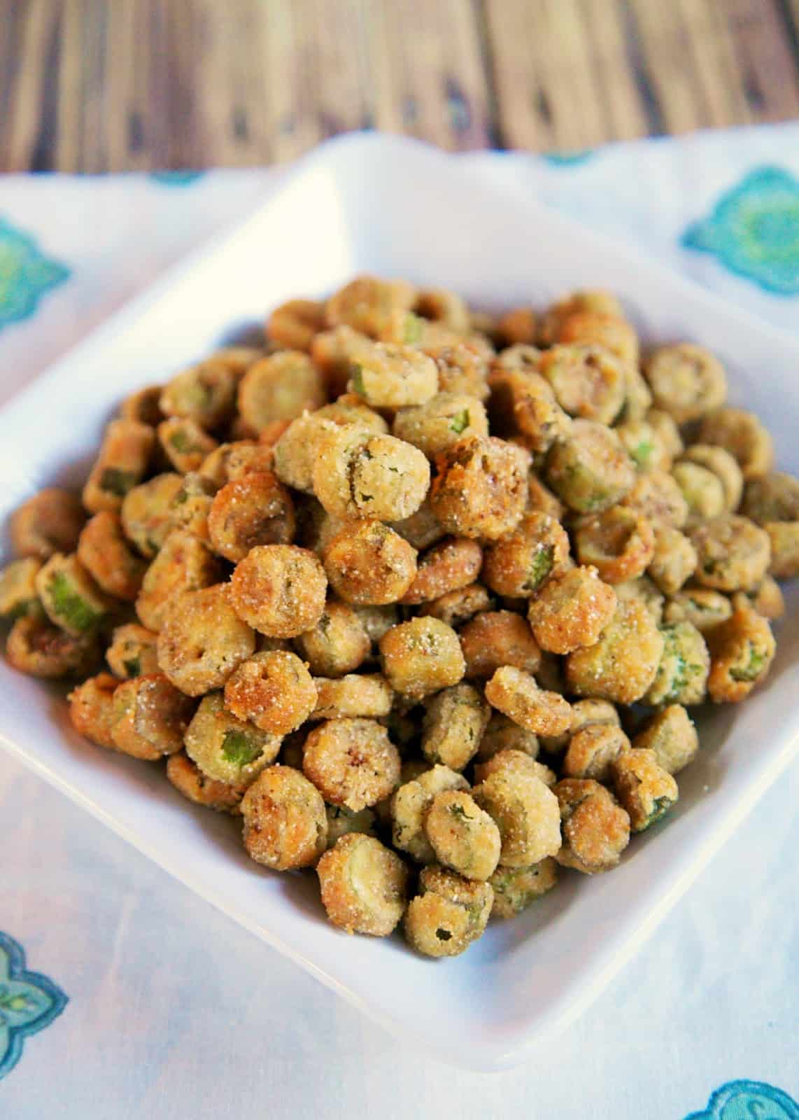 2-Ingredient Fried Okra - my favorite vegetable! SO good. I can eat the whole batch of this yummy, crunchy okra. My absolute fav!