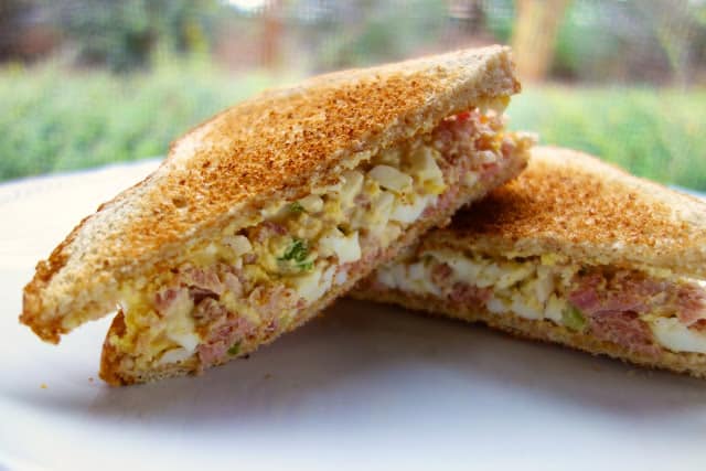 Ham and Egg Salad Sandwich Recipe - great way to use up leftover holiday ham and hard boiled eggs. Will keep for a few days in the fridge. I can eat the whole batch myself! YUM!