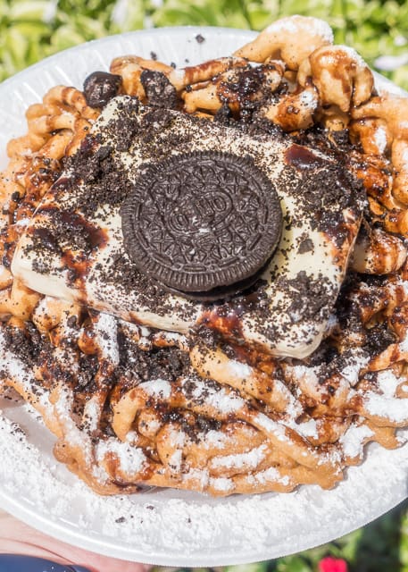 Cookies and Cream Funnel Cake from the Funnel Cake Stand in America - Epcot Walt Disney World