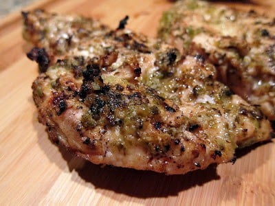Jalapeno Lemon Grilled Chicken - chicken marinated in fresh jalapeños, lemon juice, oregano, olive oil and garlic. Inspired by our trip to Chicago and the Tavern on Rush. This chicken is AMAZING!! TONS of great flavor. Double the recipe for leftovers - great in tacos or quesadillas.