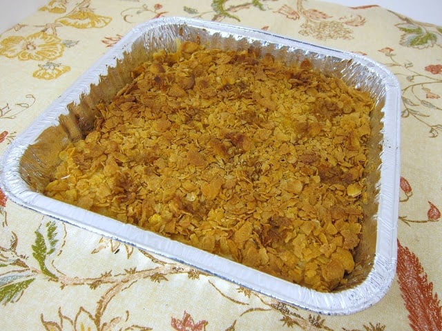 Cheesy Potato Casserole Recipe - frozen hash browns, cream of chicken soup, sour cream and cheddar cheese - freezes well for a super quick side dish.