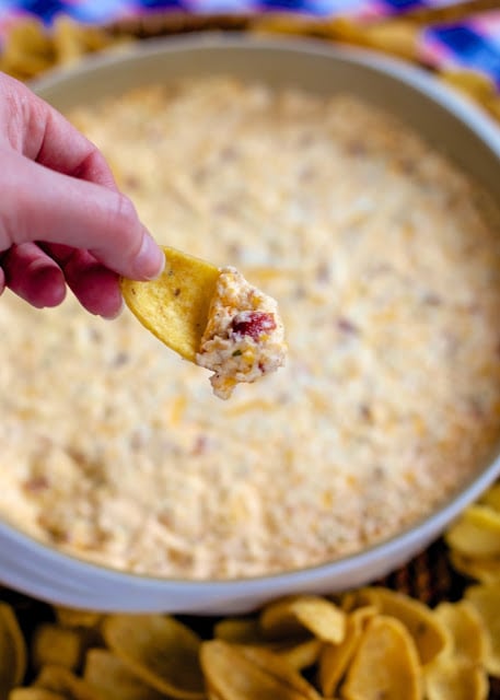 Warm Crack Dip - cheddar, bacon and ranch dip - this stuff is SO addicting! This is always the first thing to go at a party! I could make a meal out of it!