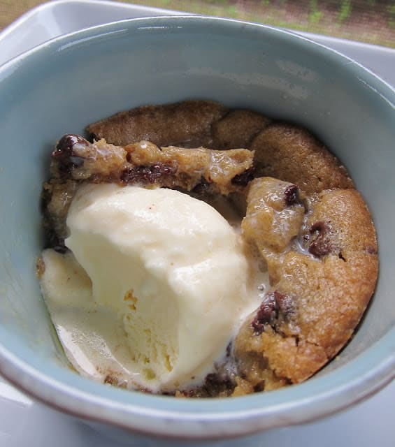 Deep Dish Chocolate Chip Cookie Sundaes Recipe - only 2 ingredients!!! You can have a yummy dessert in a flash! We eat these all the time. Also great for parties!