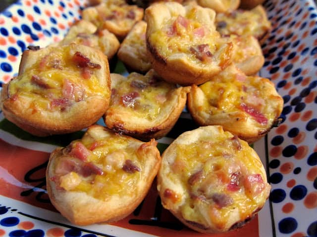 Club Sandwich Puffs - roast beef, turkey, ham, bacon, cheese, crescent rolls baked in a mini muffin pan. Great appetizer or fun dinner sandwich. Can bake and freeze for quick snack later!