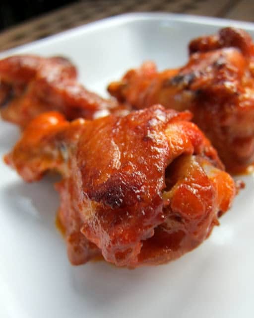 Baked Buffalo Wings - only 3 ingredients (chicken, hot sauce and butter) Bake the wings and then toss in sauce. So delicious and healthier than fried wings. Great for lunch, dinner or parties. Serve with celery and ranch or bleu cheese dressing.