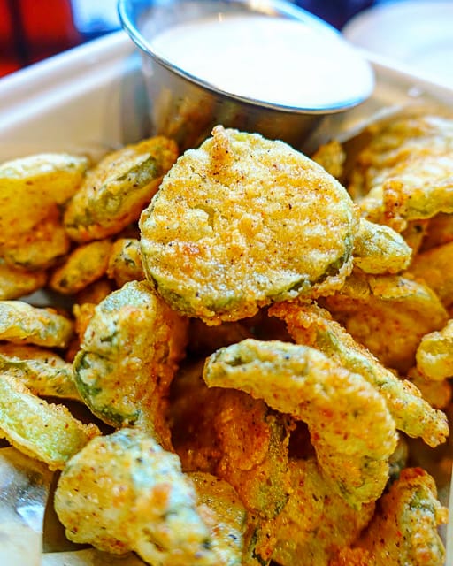 Fried Pickles with White BBQ Sauce from The Front Porch at Ross Bridge in Birmingham, AL