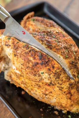 slicing a turkey breast