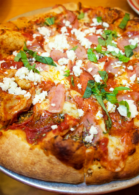 Pizza of the Day - pepperoni, bacon and feta - at Arte Pizza in Amelia Island, FL
