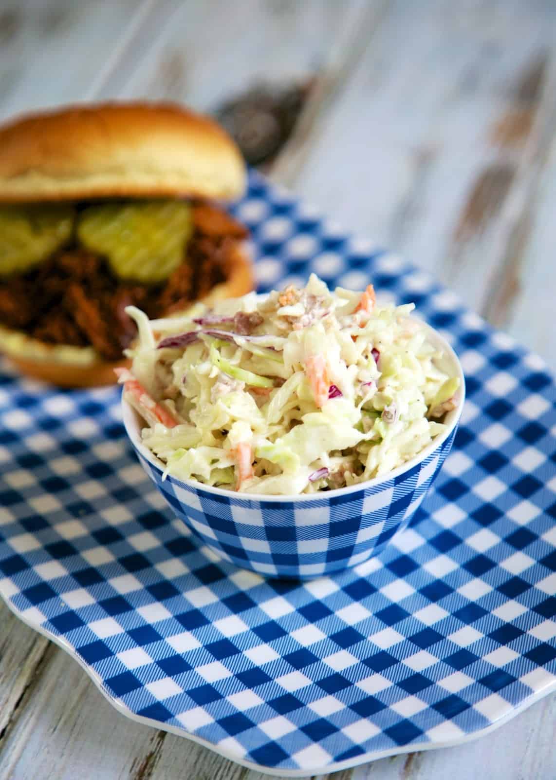 Quick Bacon Ranch Slaw - only 3 ingredients! Perfect side dish for BBQ and sandwiches!