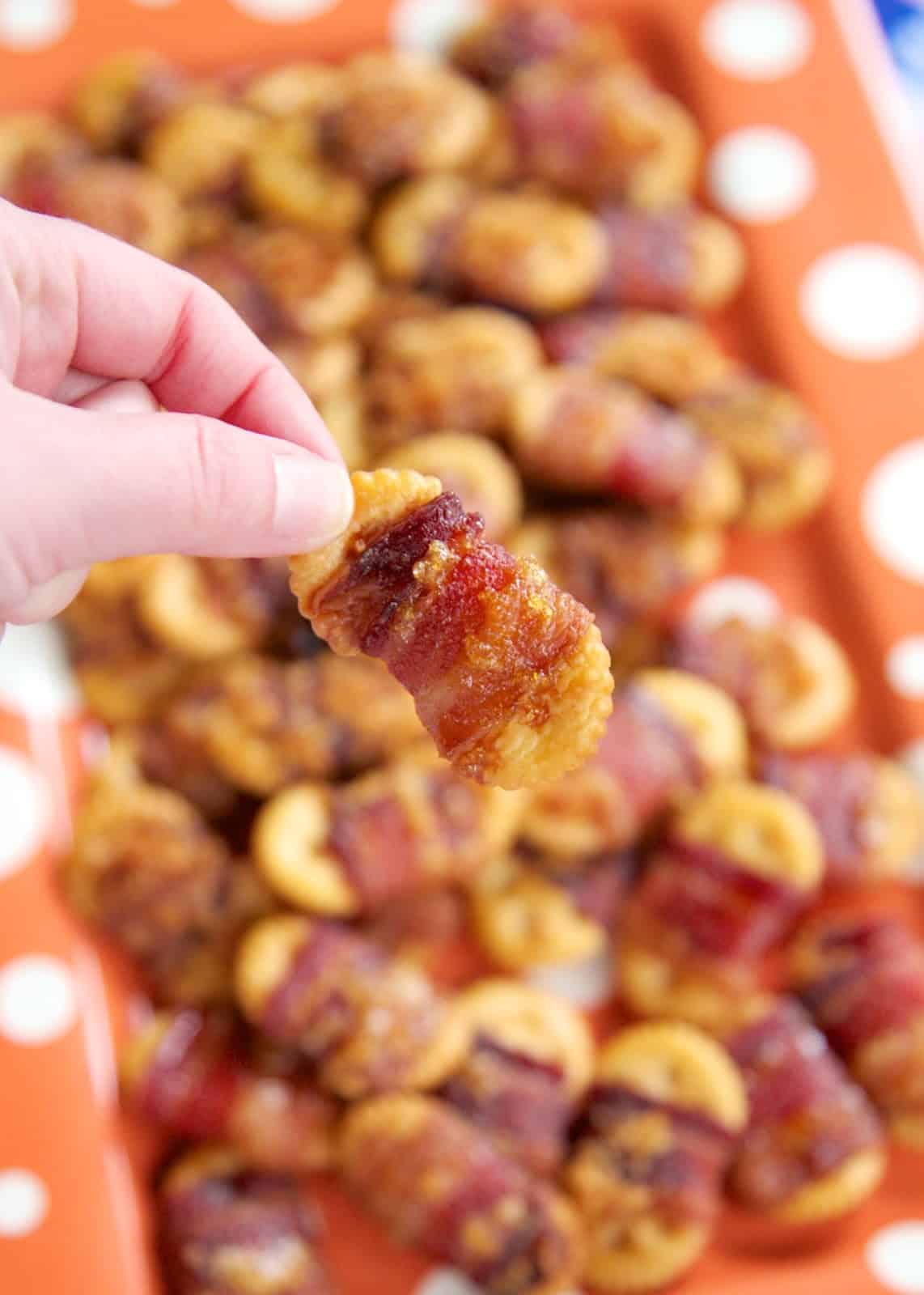 baked bacon and brown sugar crackers - SO good! These are always gone in a flash!