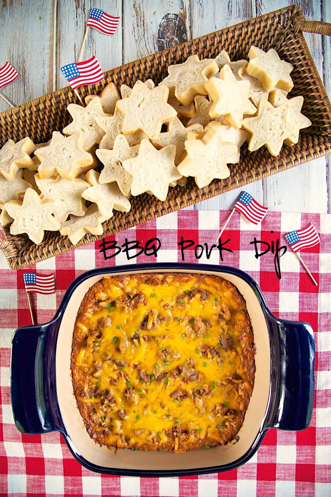 BBQ Pork Dip - THE BEST! I could make a meal out of this dip! Pork, cream cheese, Ranch, BBQ sauce, cheddar cheese and green onions. YUM! You can make this dip ahead of time and refrigerate until you are ready to bake. Perfect for bringing to a party!