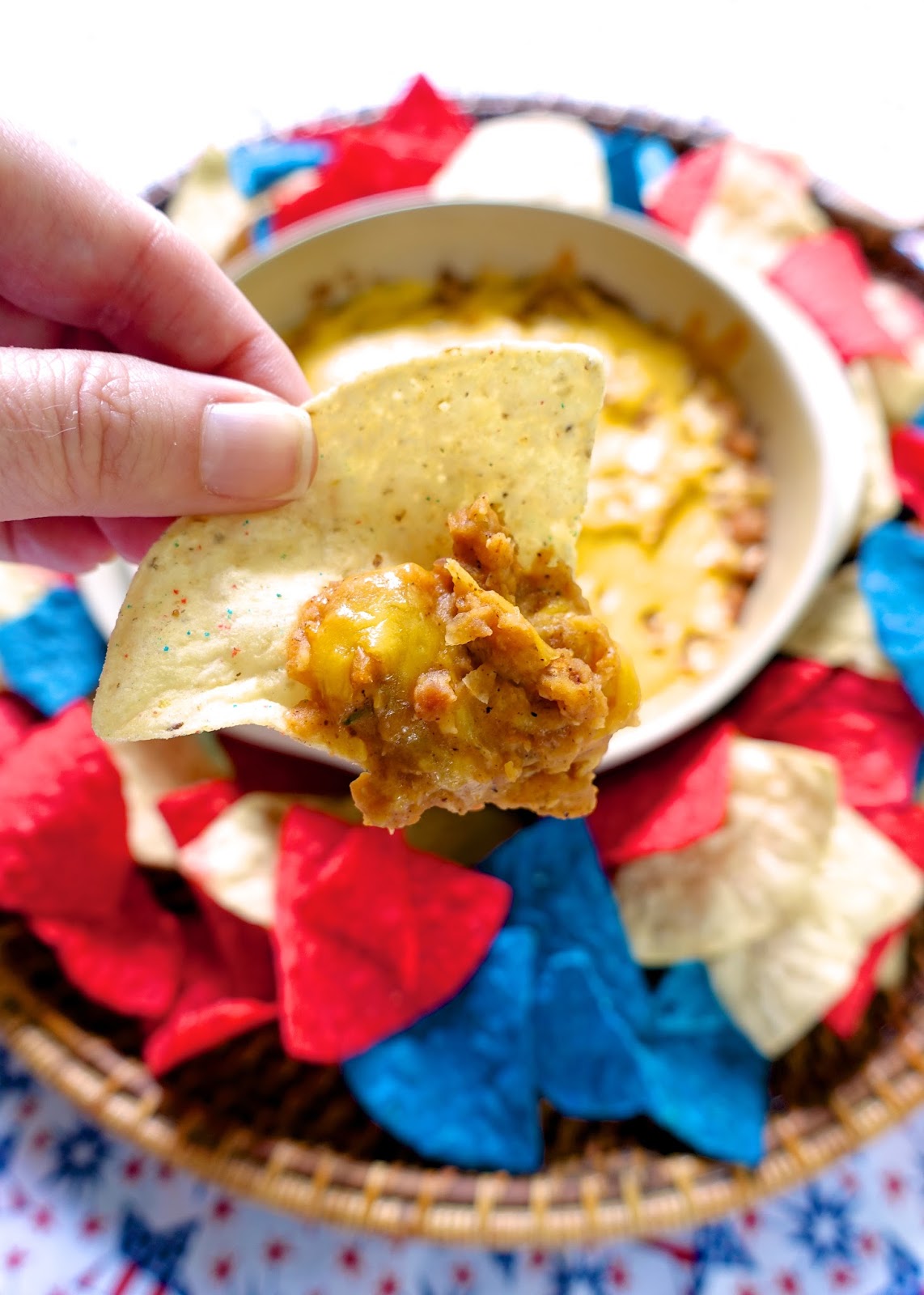 BBQ Bean Dip - only takes 5 minutes to make and it tastes delicious!!! Great for parties! Bacon, onion, Northern beans, BBQ sauce, garlic powder and cheddar cheese. Always the first thing to go at our parties!!