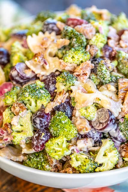 Broccoli Grape Pasta Salad in a bowl