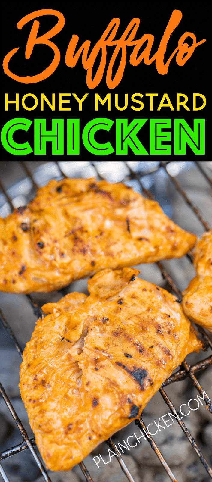 Buffalo Honey Mustard Chicken - only 3 ingredients! It sounds like a weird combination, but it is AMAZING! A real crowd pleaser. This will definitely be on our tailgating menu this Fall!