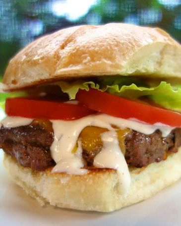 Buffalo Style Burgers - buffalo sauce and Ranch mixed into the meat. YUM!