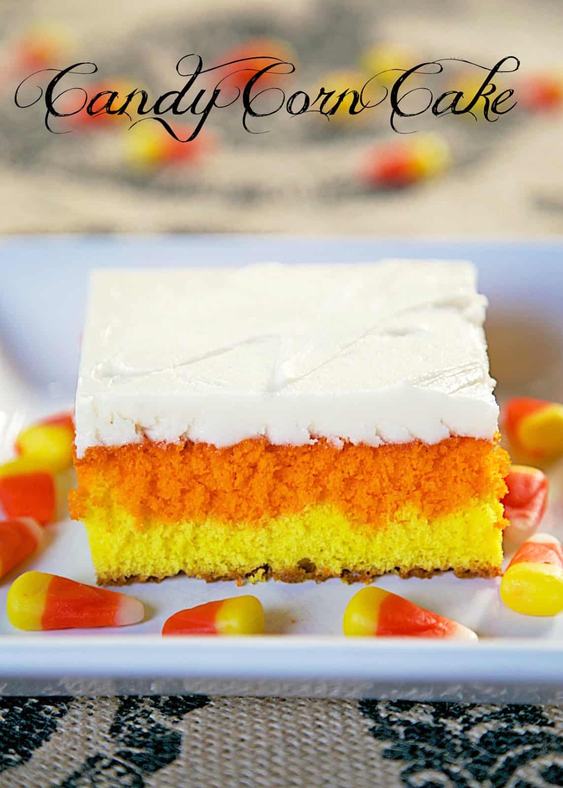 Candy Corn Cake - come learn the secret to getting perfect layers in a sheet cake