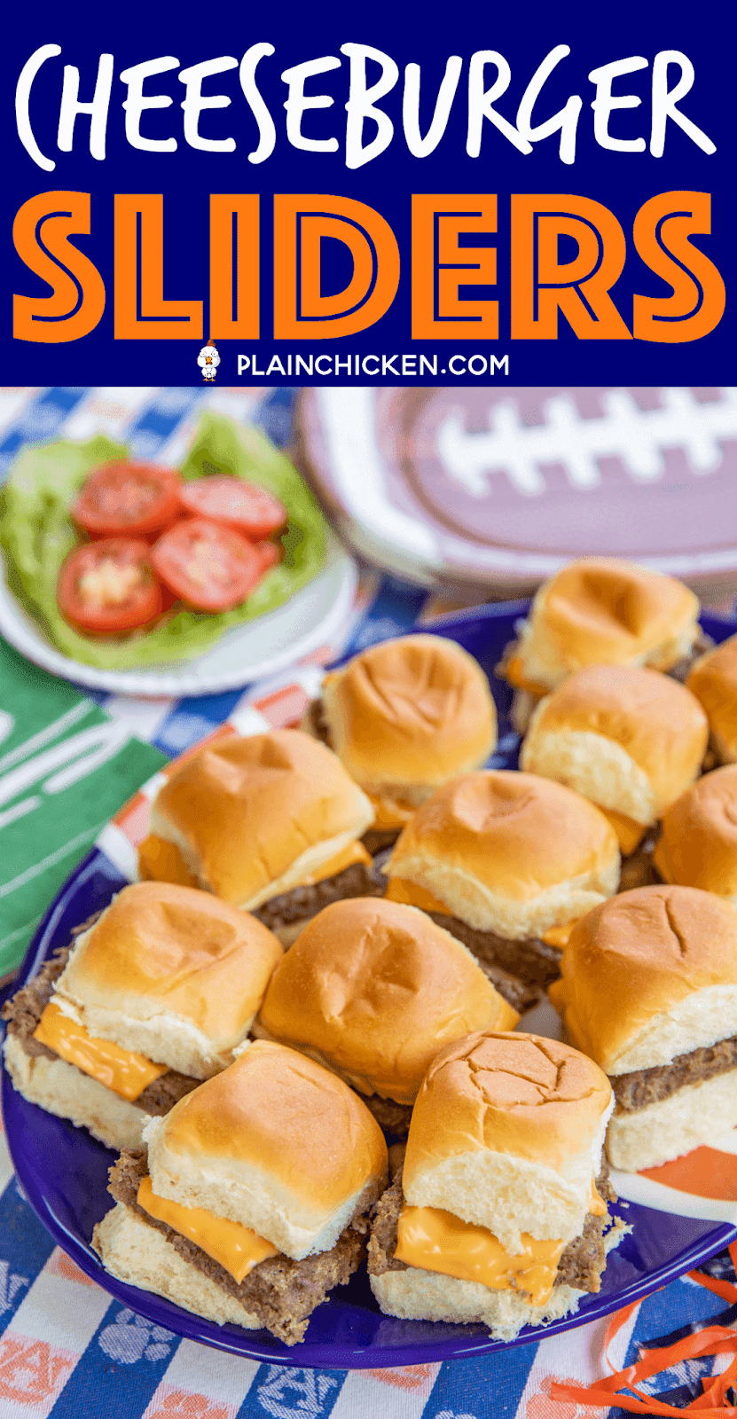 Cheeseburger Sliders - only 5 ingredients!! Ground beef, sausage, ranch dressing mix, cheese and buns. PERFECT for tailgating and parties!! Can make ahead of time and heat in the oven or on top of the grill when ready to serve. Top with your favorite burger toppings - lettuce, tomato, bacon, pickles, mayo, ketchup, mustard. SO easy and SOOOO good!!! Seriously our favorite burger recipe! #tailgating #burgers #beef #partyfood