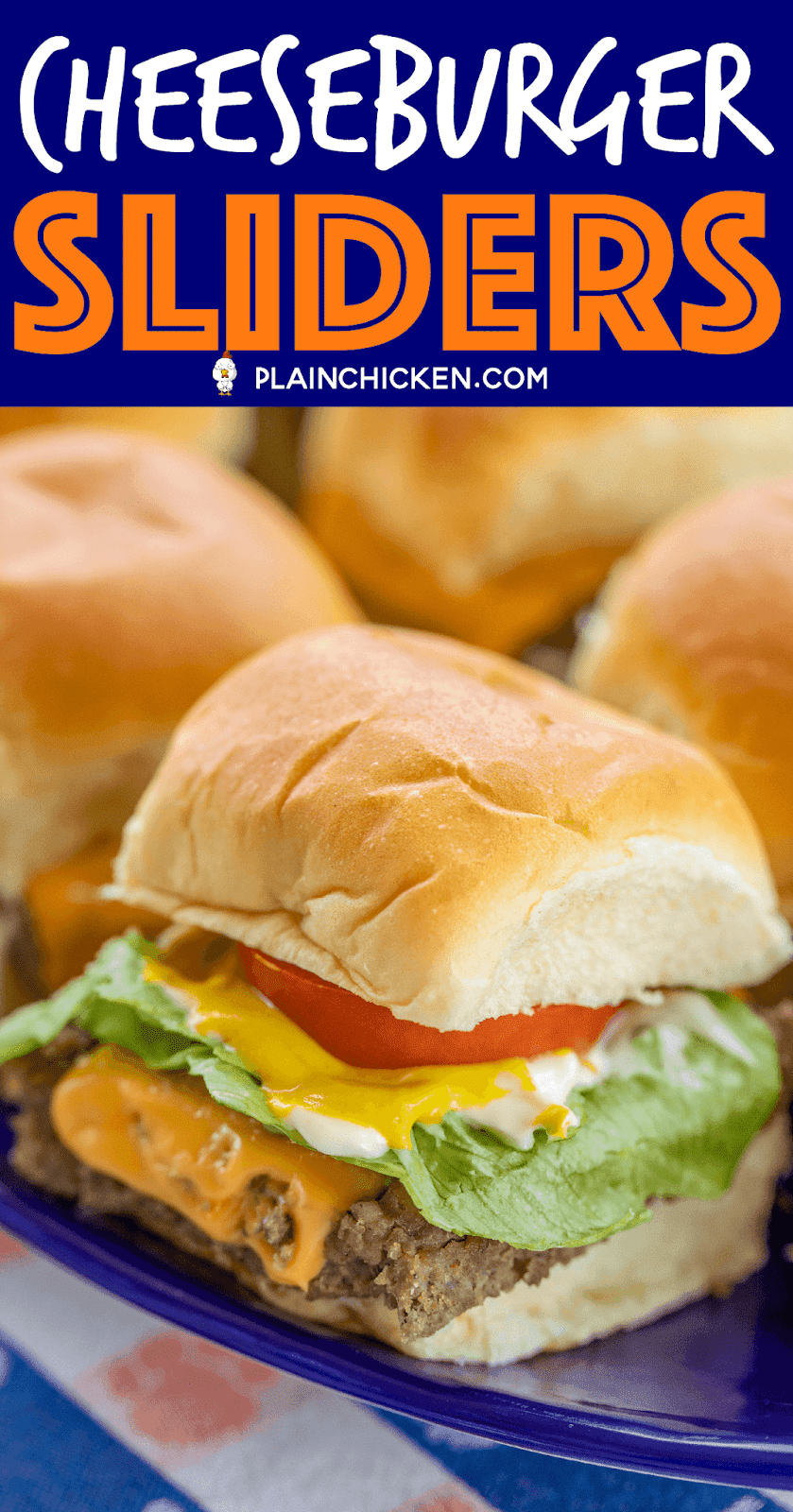 Cheeseburger Sliders - only 5 ingredients!! Ground beef, sausage, ranch dressing mix, cheese and buns. PERFECT for tailgating and parties!! Can make ahead of time and heat in the oven or on top of the grill when ready to serve. Top with your favorite burger toppings - lettuce, tomato, bacon, pickles, mayo, ketchup, mustard. SO easy and SOOOO good!!! Seriously our favorite burger recipe! #tailgating #burgers #beef #partyfood