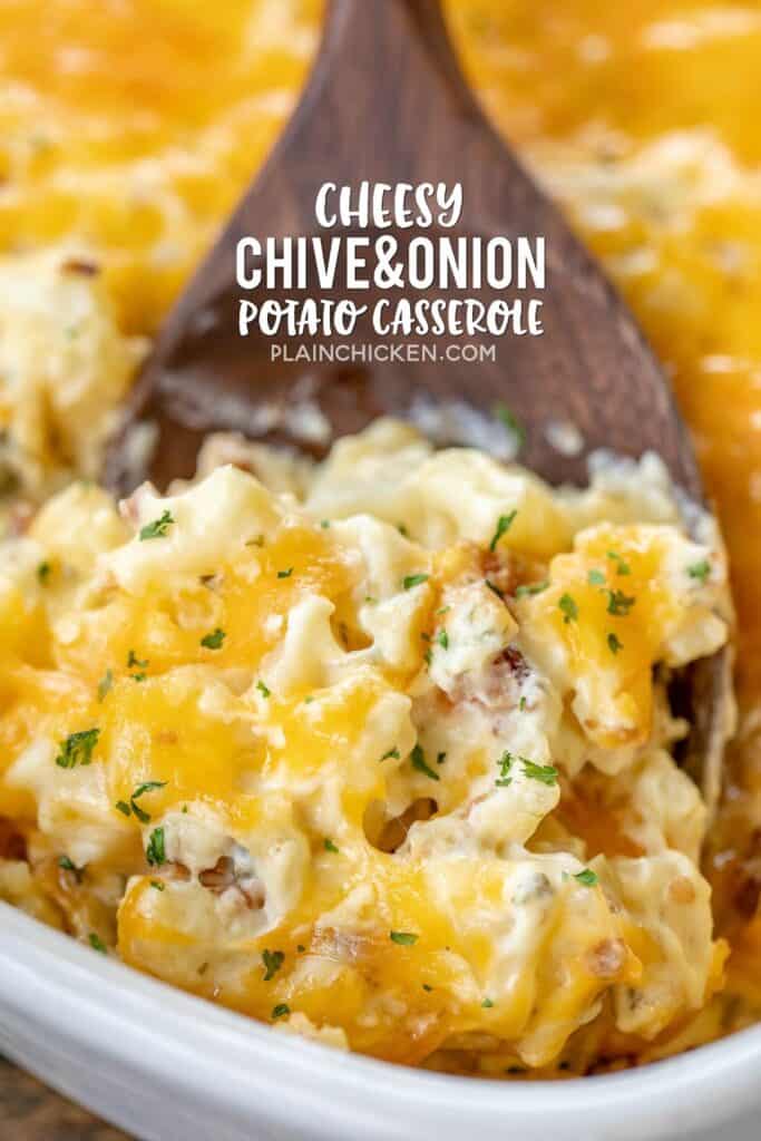 Cheesy Onion and Chive Potato Casserole - Plain Chicken
