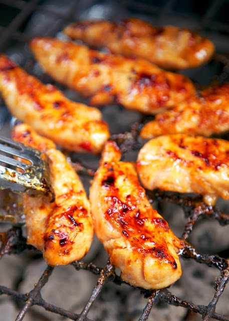 Chili Pineapple Grilled Chicken - only simple 4 ingredients! Chicken, chili sauce, pineapple juice and honey. TONS of great flavor!! We ate this chicken 2 days in a row!