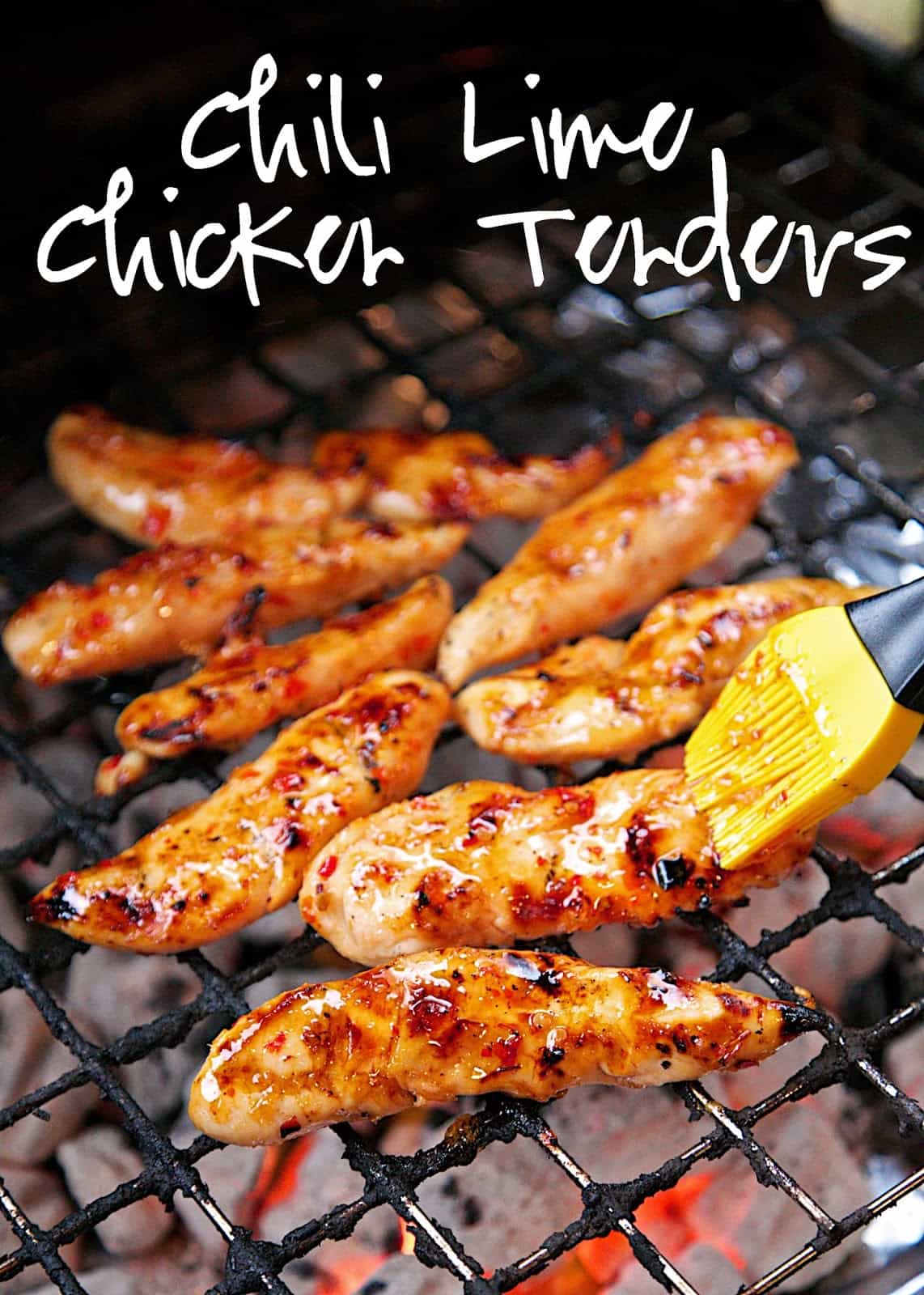 Chili Lime Chicken Tenders Recipe - only 4 simple ingredients! Chicken, sweet chili sauce, lime juice and honey. Tons of great flavors! We ate this two days in a row - can't get enough of this simple grilled chicken recipe!