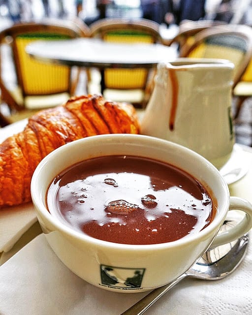 Hot Chocolate and Croissant from Les Deux Magots in Paris