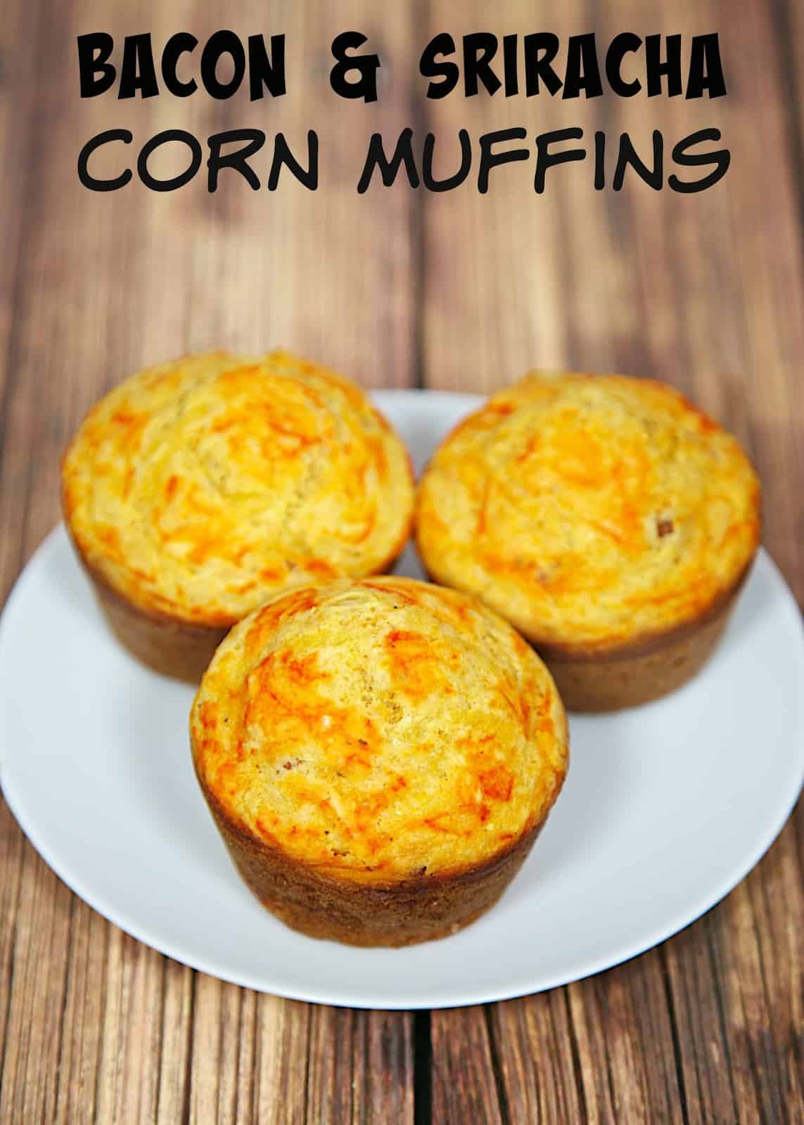 Bacon & Sriracha Corn Muffins Recipe - homemade corn muffins with bacon and a swirl of Sriracha. Great with soups, stews and grilled meats.