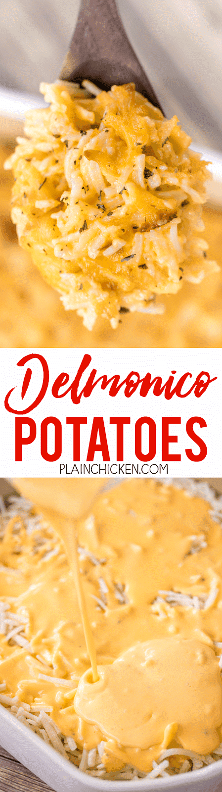 Delmonico Potatoes - the most AMAZING potatoes EVER!!! We have made these 3 times in the last month. They are simply the BEST!!! They are also super easy to make. You can make them ahead of time and refrigerate or freeze for later. Frozen hash brown potatoes, milk, heavy cream, dry mustard, salt, cheddar cheese. A new family favorite!