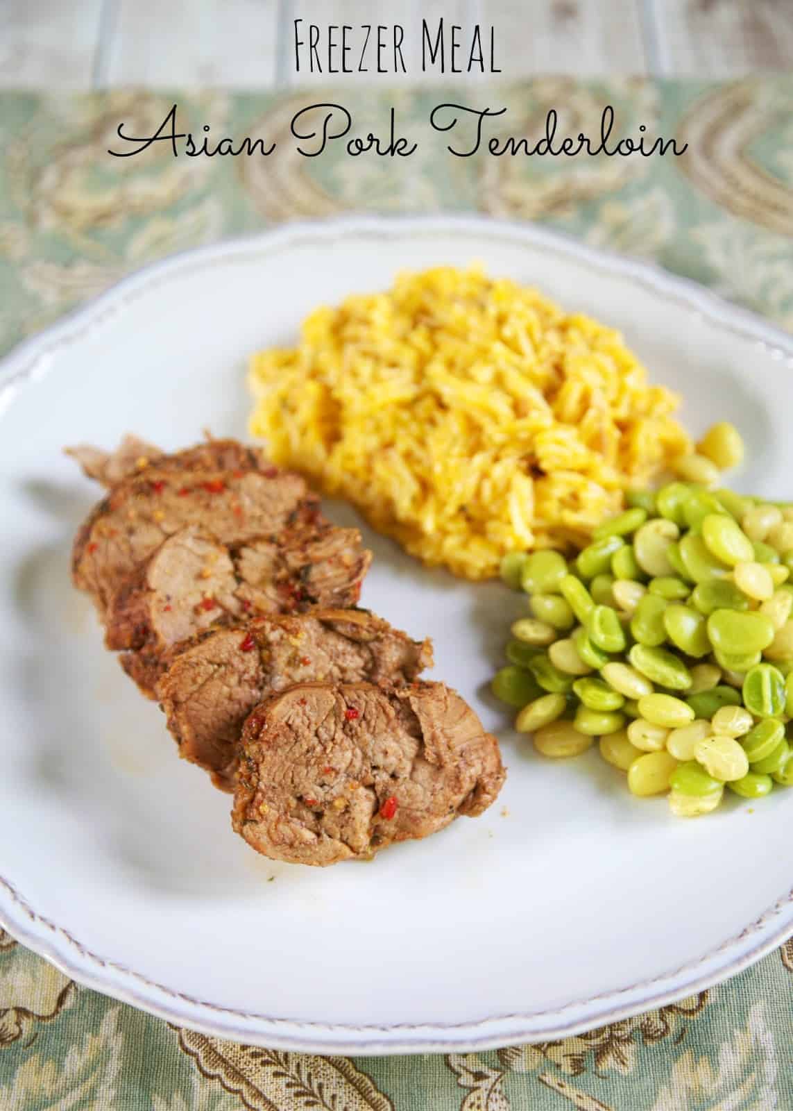 {Freezer Meal} Asian Pork Tenderloin - pork tenderloin slow cooked in Asian seasoning, dry mustard, pomegranate balsamic vinegar, chicken broth and honey. Can put in the slow cooker frozen!!! This was a HUGE hit in our house!! Everyone cleaned their plates and asked for seconds! This is a winner!! #freezermeal #porktenderloin #slowcooker