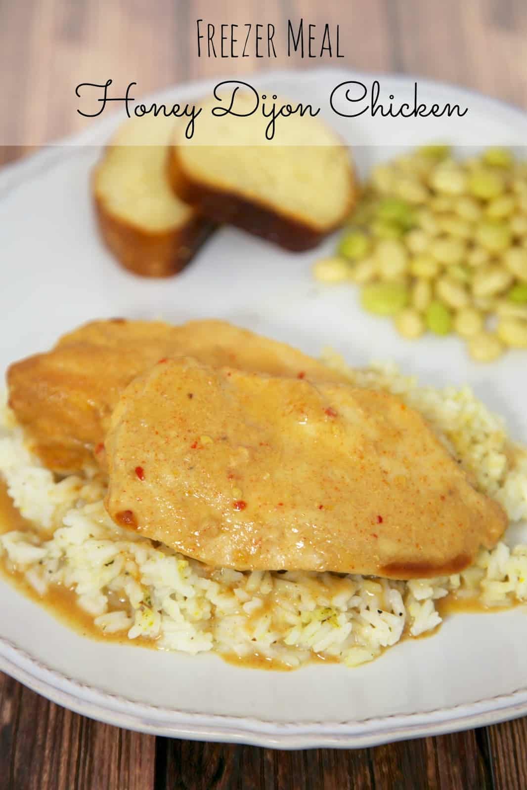{Freezer Meal} Honey Dijon Chicken - chicken, honey, dijon mustard, paprika, onion powder, chicken broth and red pepper flakes. Mix everything together in a freezer bag and freeze. Put in the slow cooker when ready to eat. Can put it in frozen! Everyone cleaned their plates!!! SO easy and SOOO yummy!! #freezermeal #slowcooker #chicken