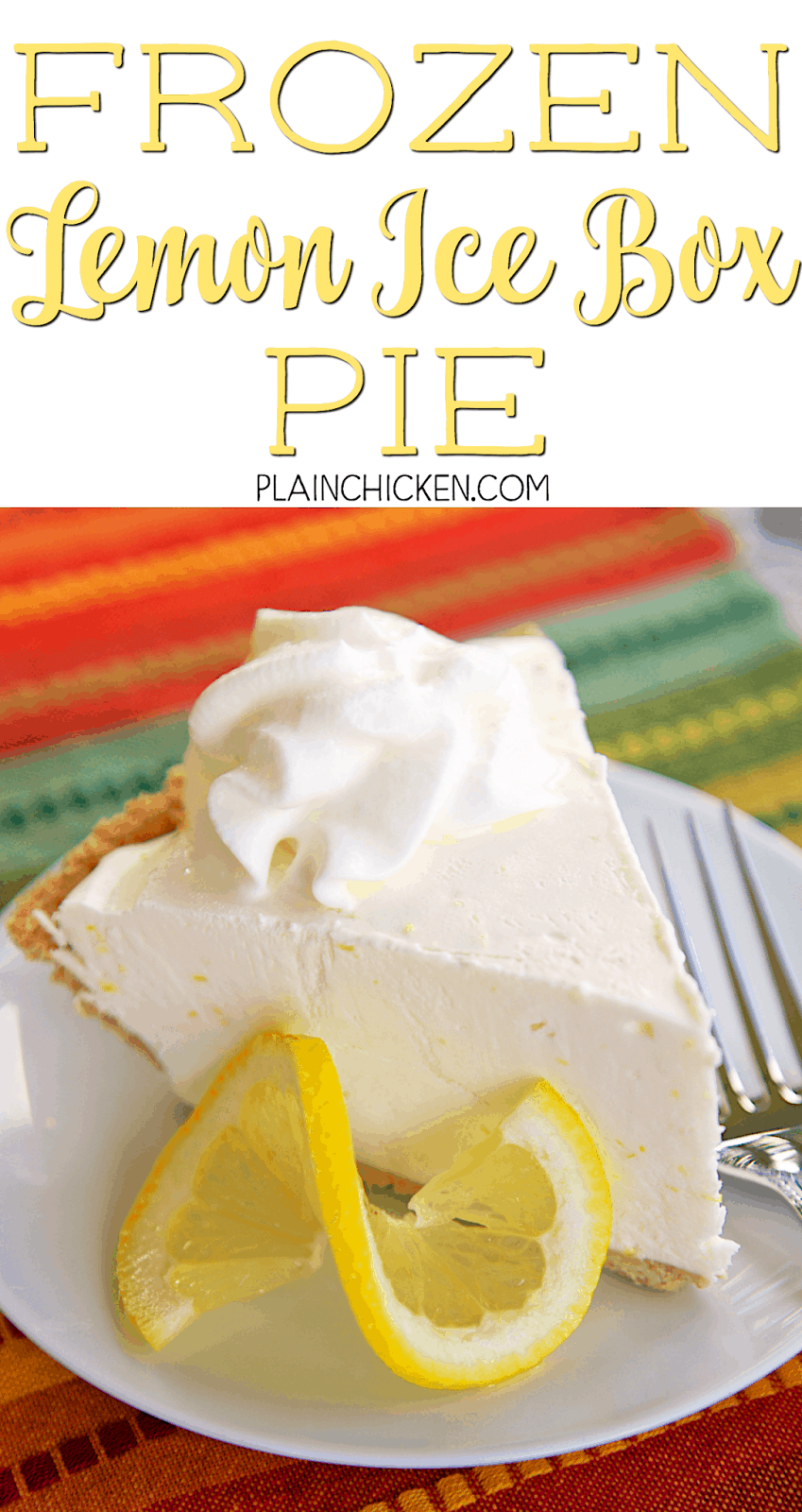 Frozen Lemon Ice Box Pie - only 4 ingredients! A store-bought graham cracker crust filled with a no churn lemon ice cream made with lemons, heavy cream and sweetened condensed milk. Only takes a minute to make and it tastes amazing! Fantastic lemon flavor! I made this for a party and it was gone in a flash! Everyone asked for the recipe!!