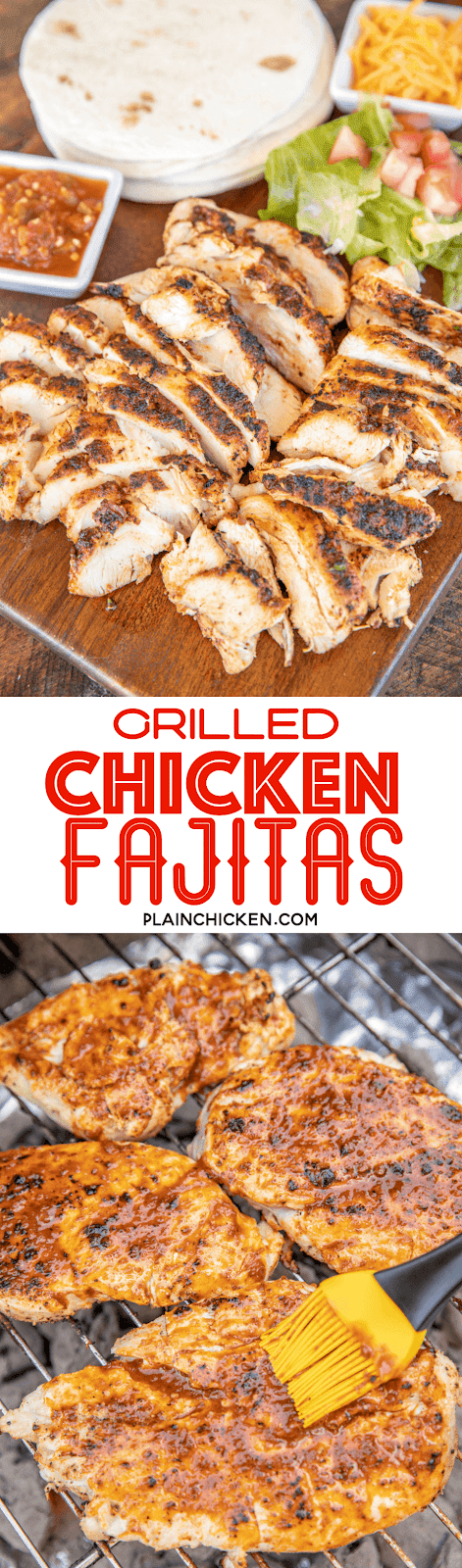 collage of grilled chicken fajitas