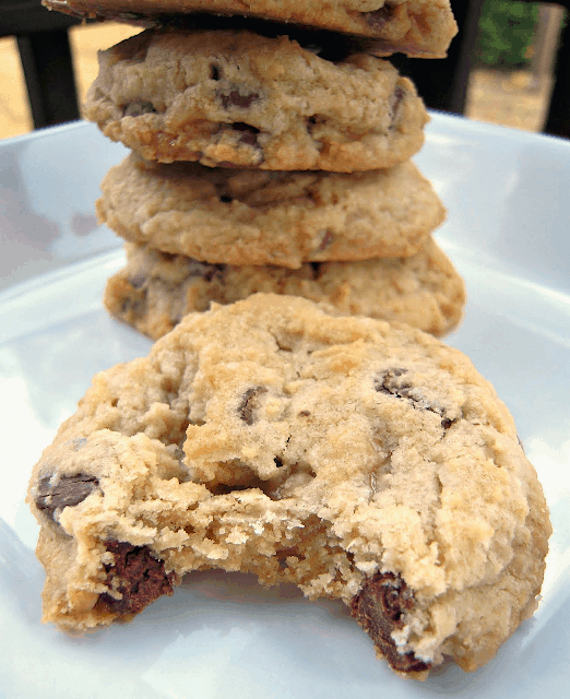 Hard Boiled Egg Chocolate Chip Cookies - chocolate chip cookies made with hard boiled eggs. Seriously delicious! Sounds weird, but they are SO good!! A great way to use up hard boiled eggs from Easter. Flour, butter, salt, baking soda, sugar, brown sugar, hard boiled eggs, vanilla, chocolate chips and toffee bits. Gone in a flash!