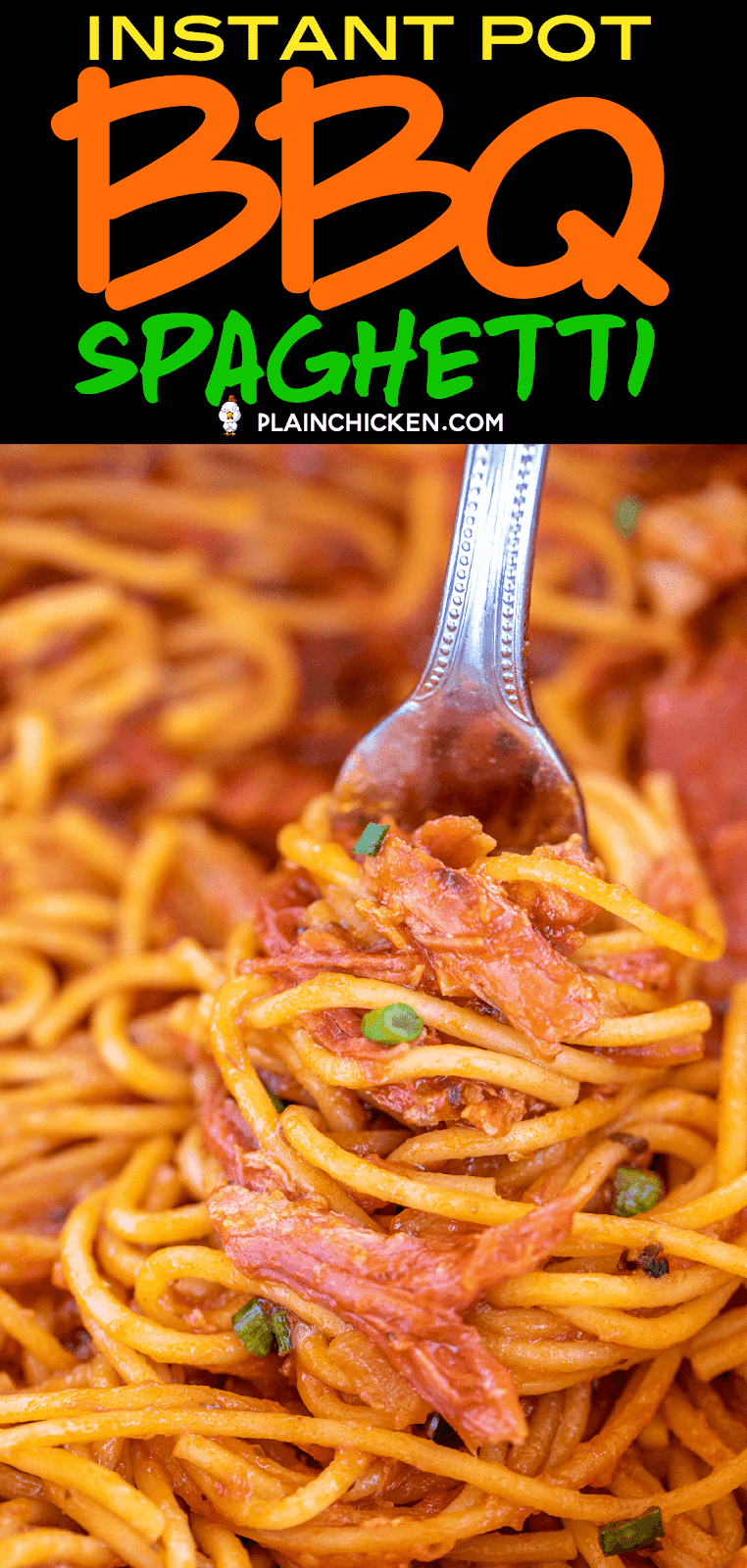 bbq spaghetti on a fork