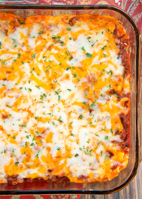 Italian Noodle Casserole - this was a HUGE hit in our house. Everyone cleaned their plates and asked for seconds! Even the picky eaters!! Hamburger, garlic, oregano, onion, Worcestershire sauce, tomato sauce, egg noodles, cream cheese, cottage cheese, sour cream, mozzarella and cheddar cheese. Can freeze for later. It is definitely going into the dinner rotation!