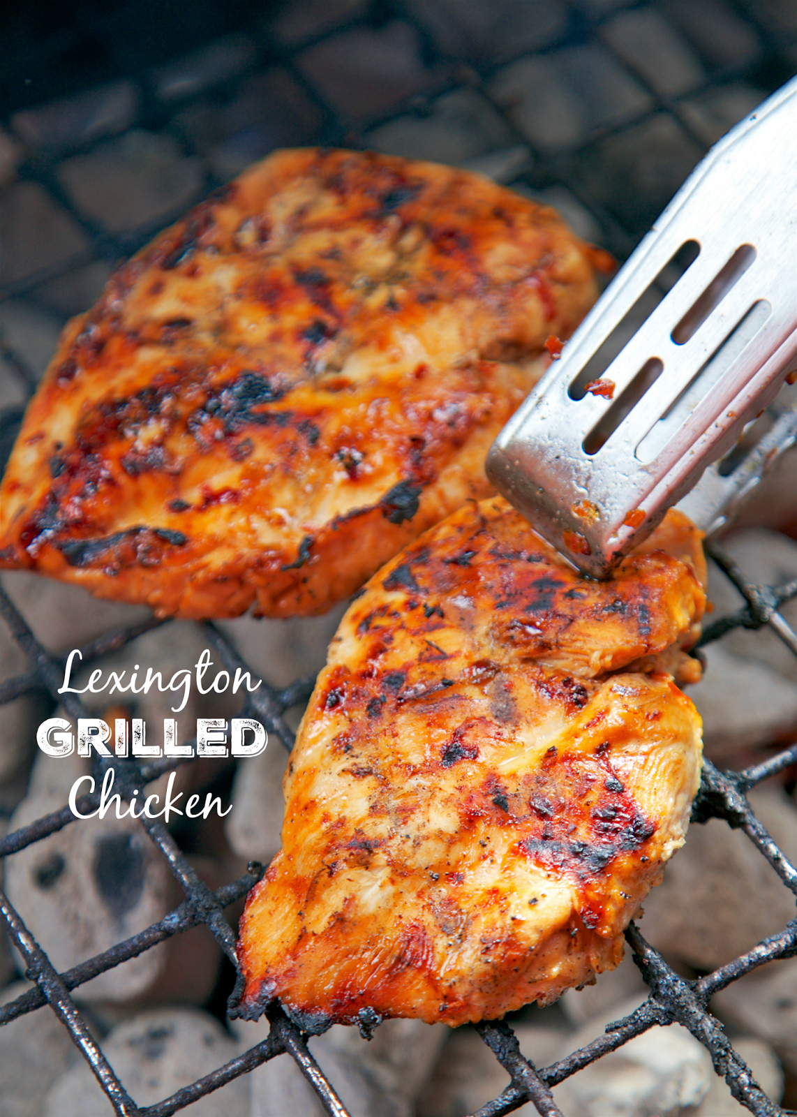Lexington Grilled Chicken - sweet and tangy grilled chicken! Only 6 ingredients in the marinade - cider vinegar, brown sugar, oil, red pepper flakes, salt and pepper - Perfect for a cookout! Everyone raves about this chicken. There are never any leftovers!!