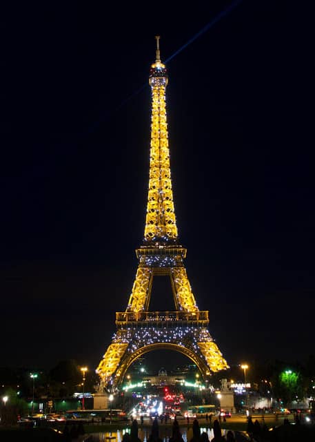 Eiffel Tower light show - the tower sparkles every hour after sunset for 5 minutes - don't miss this!