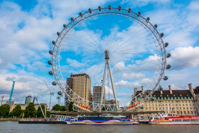 View of The London Eye from Thames River Boat - London, England