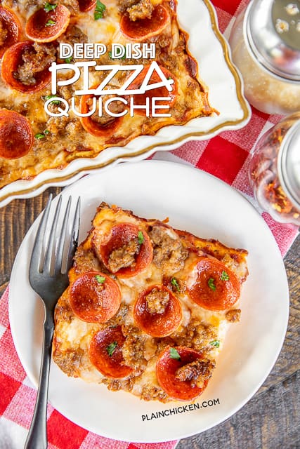 slice of pizza quiche on a plate
