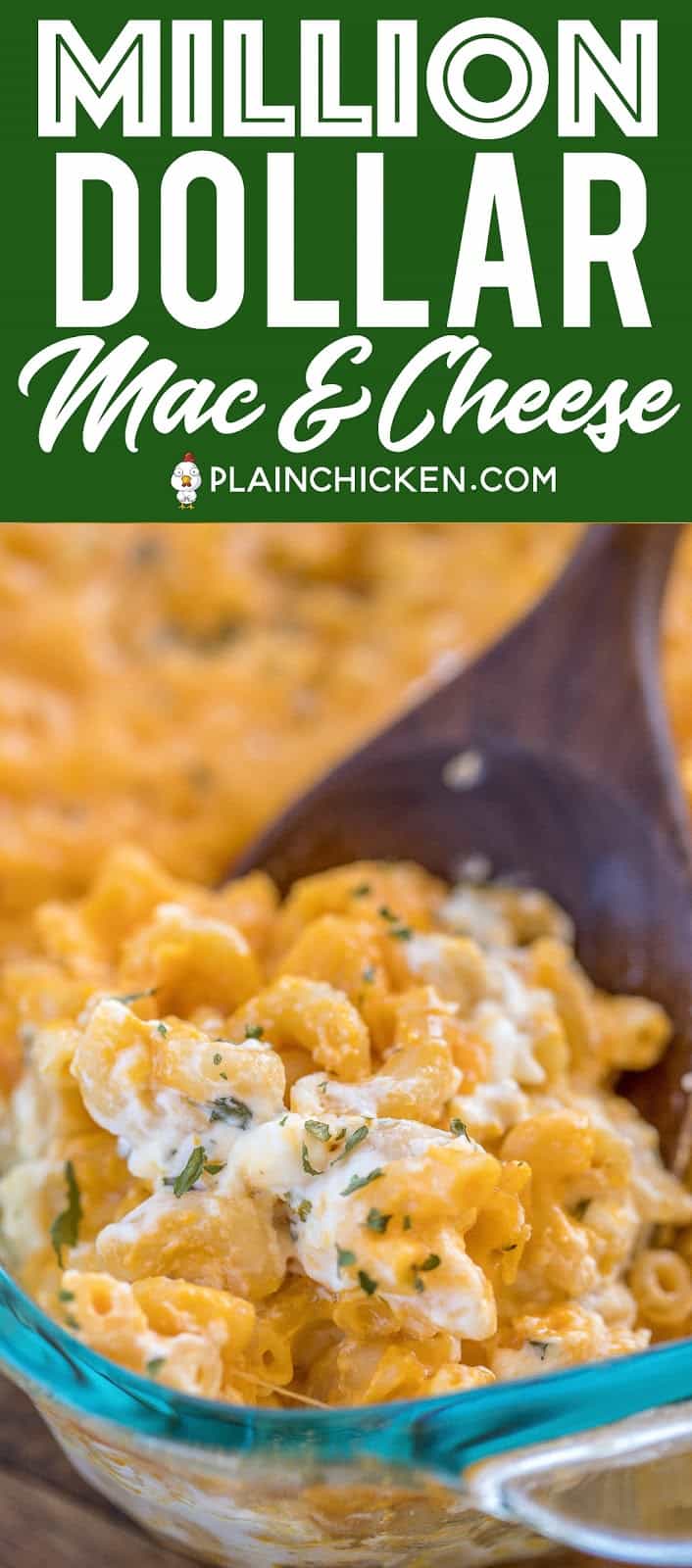 Million Dollar Mac & Cheese - the creamiest and dreamiest mac and cheese EVERRRR!!! This is the most requested mac and cheese in our house. Macaroni, cheese sauce, cottage cheese, sour cream, cream cheese, cheddar cheese. Great for potlucks and cookouts! Can make ahead and refrigerate for later. YUM! #macandcheese #casserole #cheese #pasta #sidedish