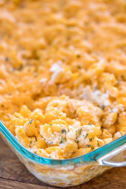 Million Dollar Mac & Cheese - the creamiest and dreamiest mac and cheese EVERRRR!!! This is the most requested mac and cheese in our house. Macaroni, cheese sauce, cottage cheese, sour cream, cream cheese, cheddar cheese. Great for potlucks and cookouts! Can make ahead and refrigerate for later. YUM! #macandcheese #casserole #cheese #pasta #sidedish