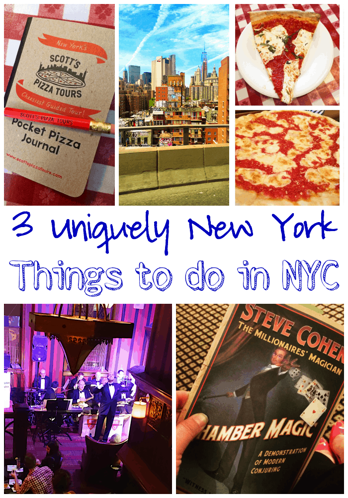 3 Uniquely New York Things to do in NYC - a magic show at the Waldorf-Astoria, a Sinatra tribute band and a pizza tour on a yellow school bus! You MUST do them all on your next trip to NYC!