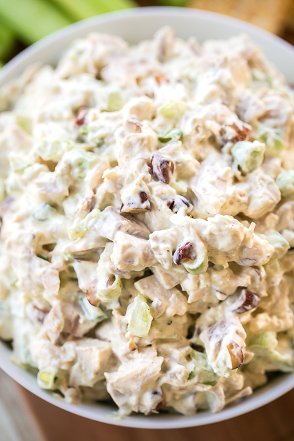 Olexa's Chicken Salad - This is THE BEST chicken salad EVER!! SO good!!! Chicken, mayo, sour cream, celery, curry, salt, pepper, lemon juice, green onions and smoked almonds. Copycat recipe from the Birmingham, AL restaurant. I think this version is better than the original. Keeps for up to 5 days in the fridge. 