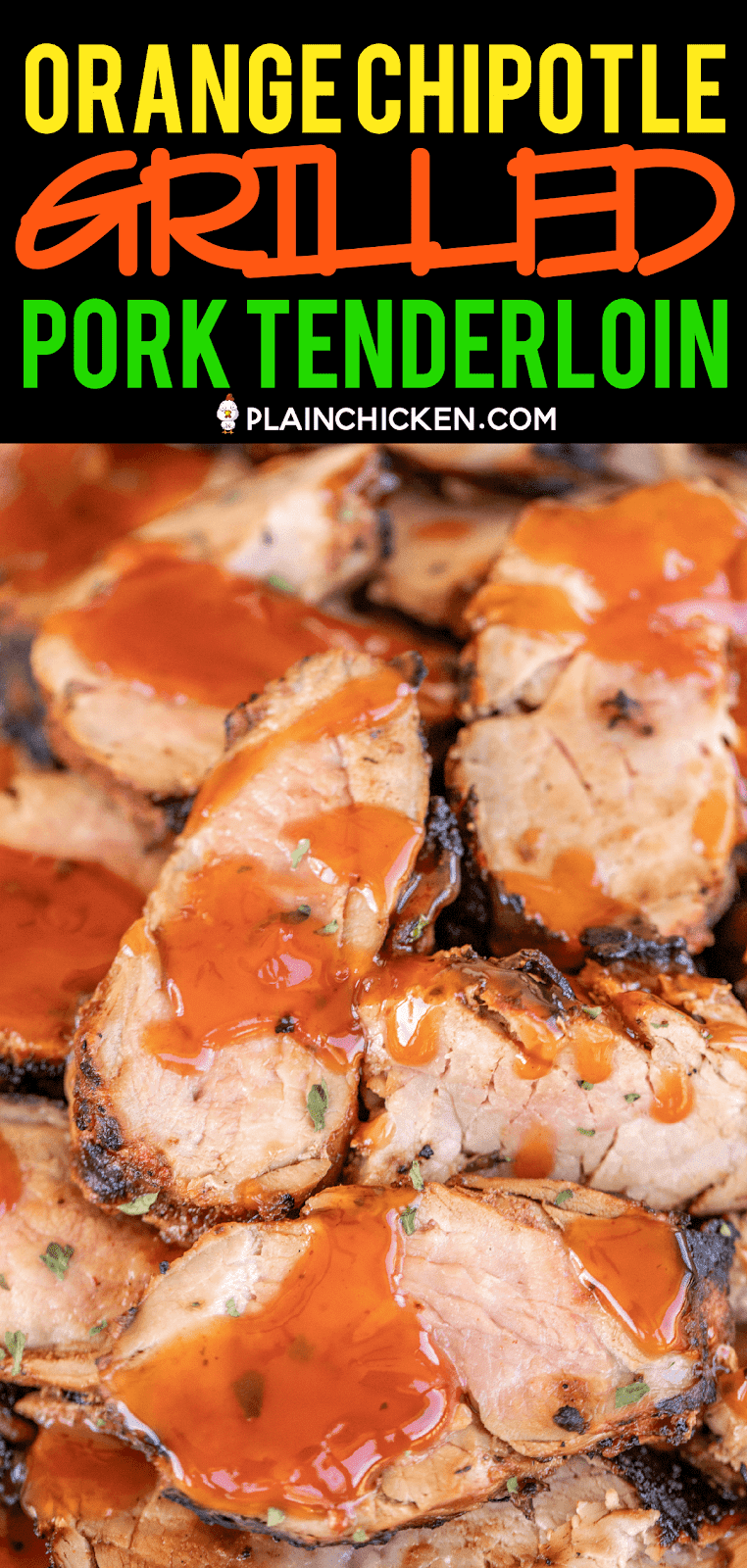 cooked pork tenderloin slices drizzled with BBQ sauce