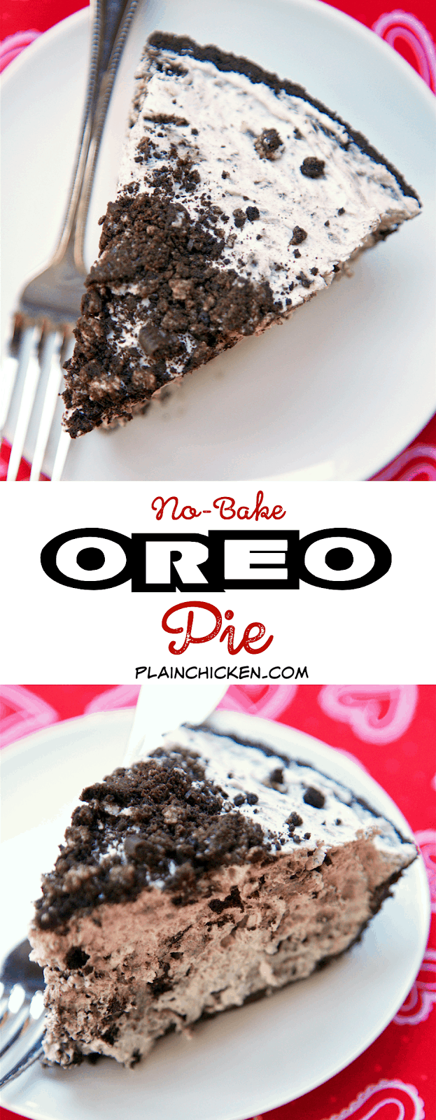 No-Bake Oreo Pie - only 4 ingredients. Takes 5 minutes to make and tastes amazing!! Oreo lover's dream! 