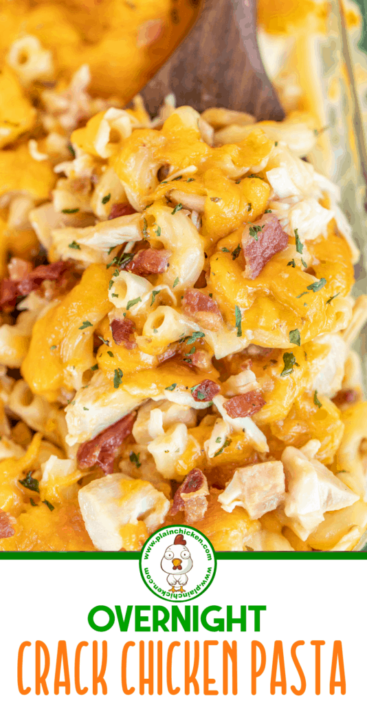 scooping chicken bacon pasta from casserole dish