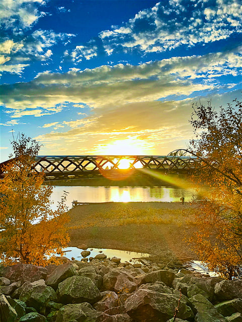 Prince's Island Park - best place for sunsets in Calgary! The Peace Bridge with the city in the background.
