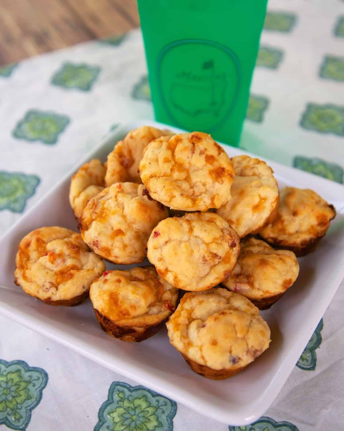 Pimento Cheese Muffins {The Masters} - pimento cheese baked into yummy muffins. Great as a snack, breakfast for with dinner.